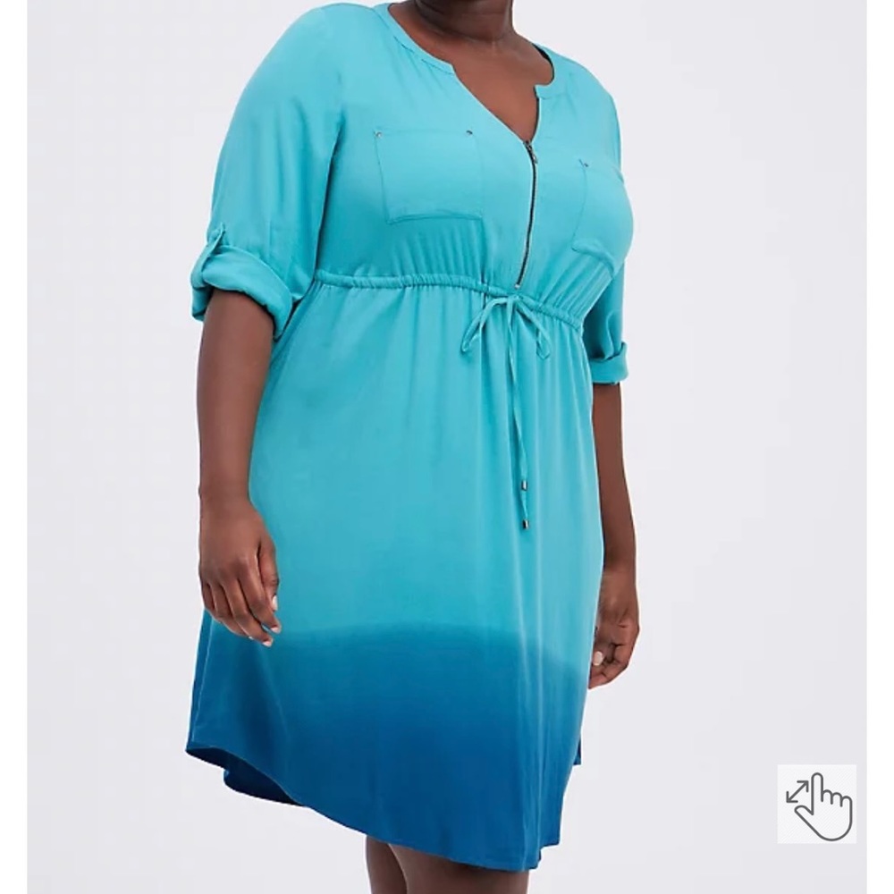 Torrid 0/Large MINI CHALLIS ZIP-FRONT SHIRT DRESS NWT